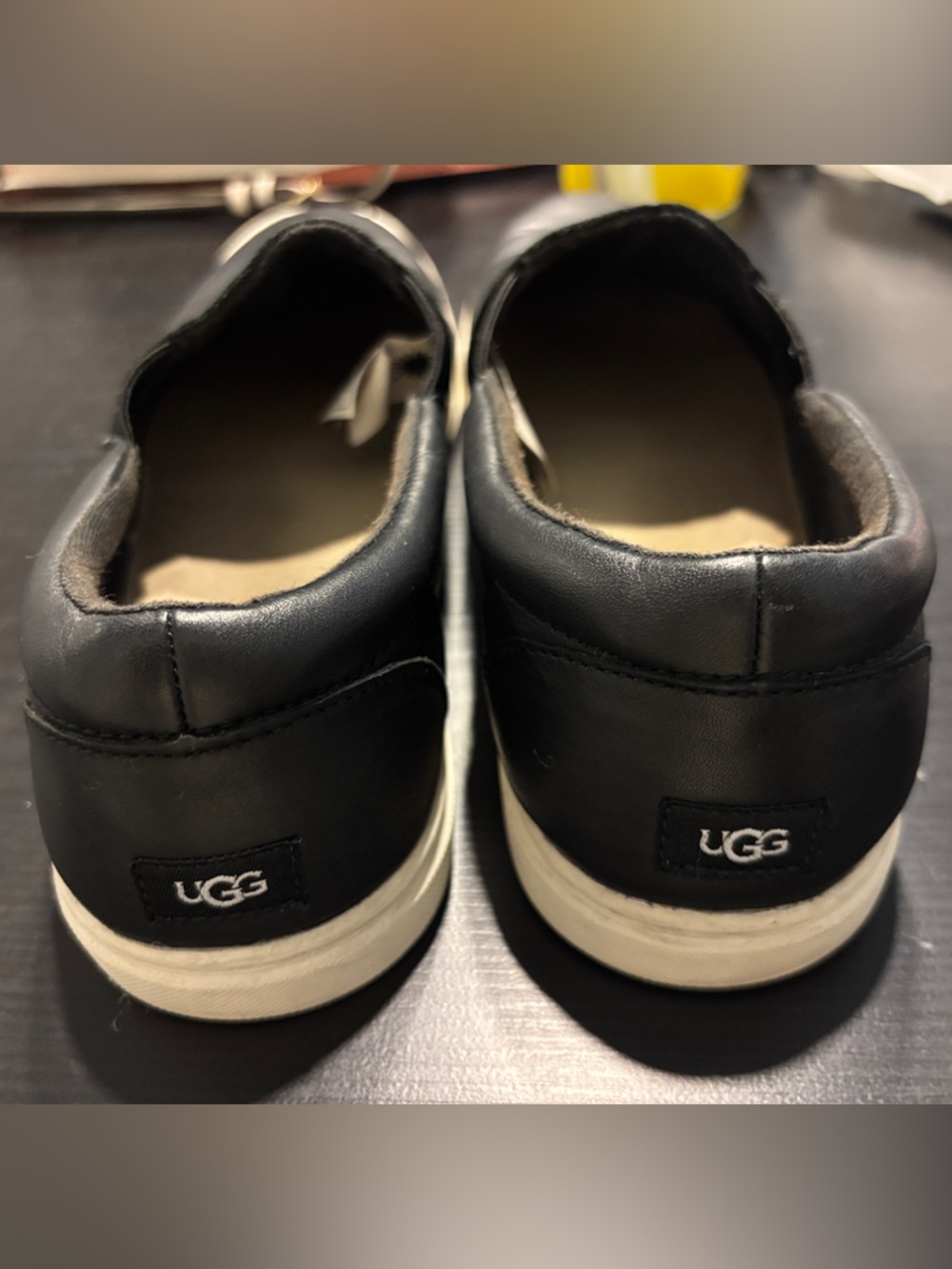 UGG Women’s Slip-On Leather Sneakers - Black - Size 8 - Picture 3 of 7